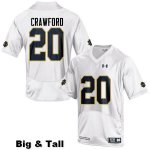 Notre Dame Fighting Irish Men's Shaun Crawford #20 White Under Armour Authentic Stitched Big & Tall College NCAA Football Jersey BOA0799LM